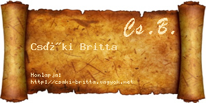 Csáki Britta névjegykártya
